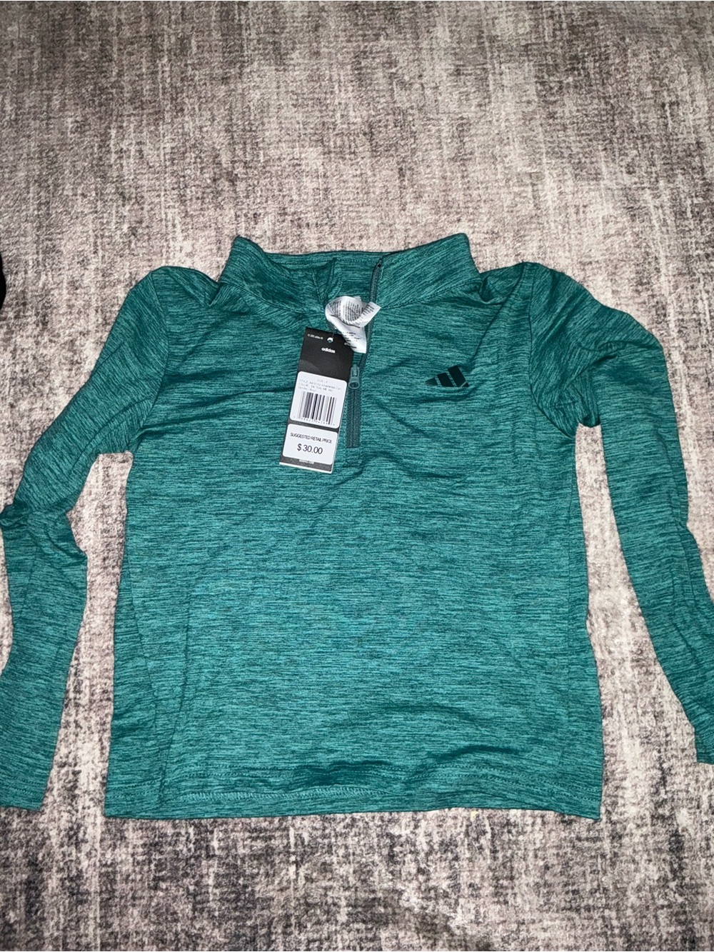 Adidas Green Heathered Quarter-Zip Pullover